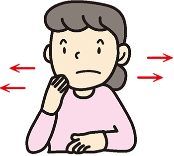 下あごを左右に 動かしながら、つばを飲む